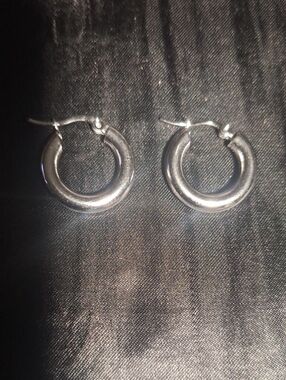Classic Stainless Steel Silver Hoop Earrings - Polished Silver Tone